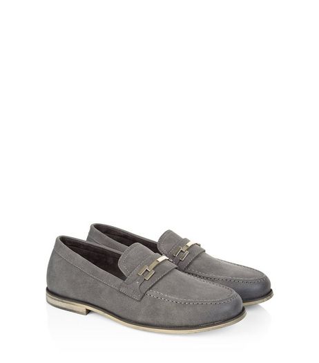 EGrey Metal Trim Loafers | New Look