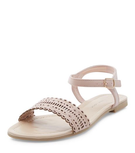 Teens Cream Laser Cut Out Sandals | New Look