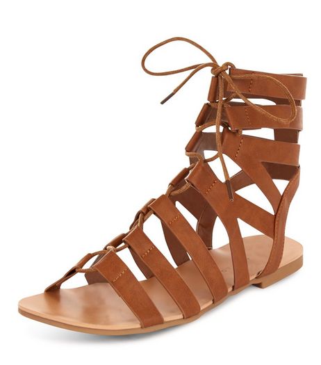 Teens Tan Lace Up Gladiator Sandals | New Look