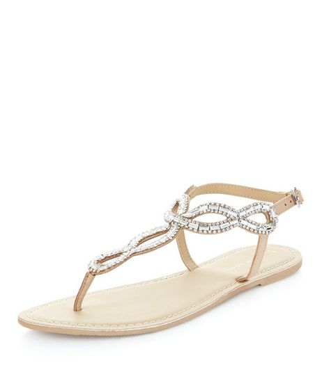 Stone Leather Gem Stone Twist Strap Sandals | New Look