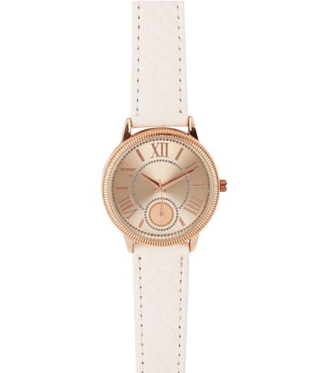 Shell Pink Croc Textured Strap Watch | New Look