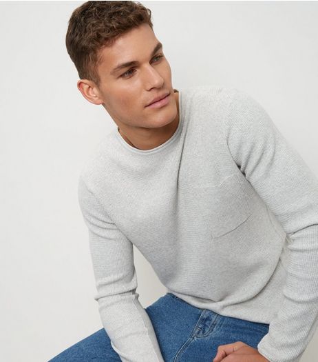 Silver Textured Single Pocket Jumper | New Look