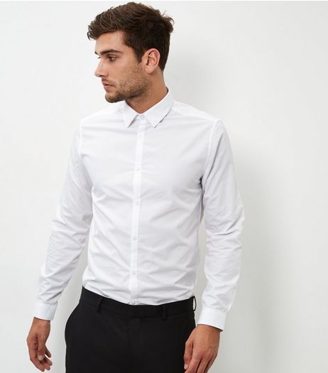 White Poplin Long Sleeve Shirt | New Look