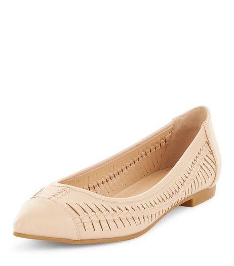 Nude Woven Pointed Pumps | New Look