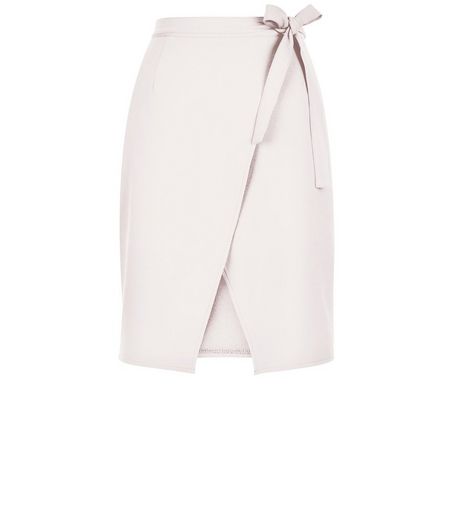 Shell Pink Tie Wrap Front Skirt | New Look