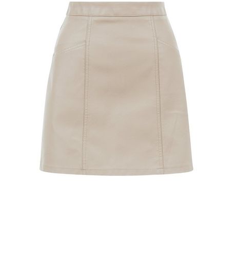 Stone Leather-Look Seam Trim Mini Skirt | New Look