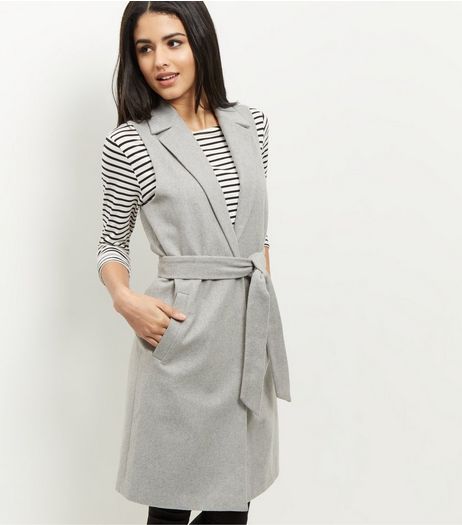 Grey Tie Waist Sleeveless Blazer | New Look