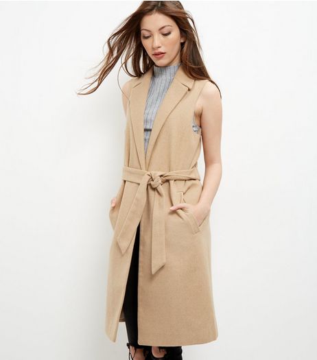 Stone Belted Sleeveless Blazer | New Look