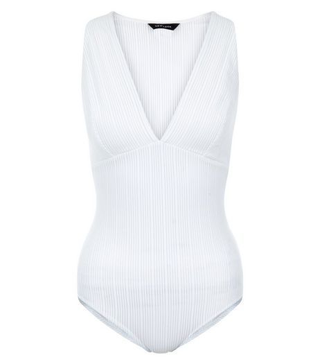 White Sheer Ribbed Bodysuit | New Look