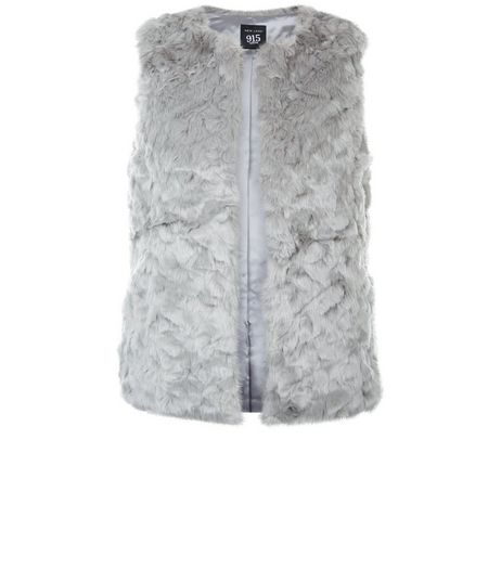 Teens Grey Faux Fur Gilet | New Look