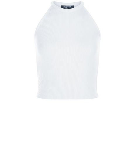 Teens White Ribbed High Neck Top | New Look