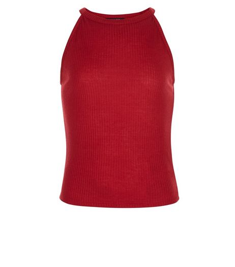 Teens Red Ribbed High Neck Top | New Look