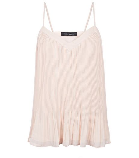 Shell Pink Pleated Chiffon Cami | New Look