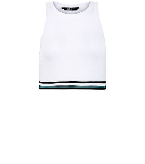 Teens White Stripe Trim Crop Vest | New Look