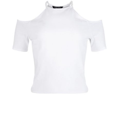 Teens White Cold Shoulder Short Sleeve Top | New Look