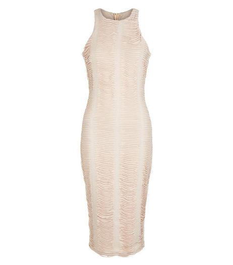 AX Paris Cream Ruched Midi Dress | New Look