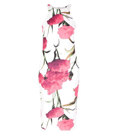 AX Paris White Floral Print Bodycon Dress | New Look