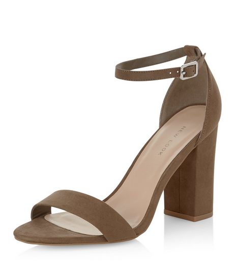 Khaki Suedette Ankle Strap Block Heels | New Look