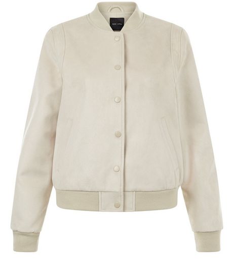Stone Suedette Bomber Jacket | New Look