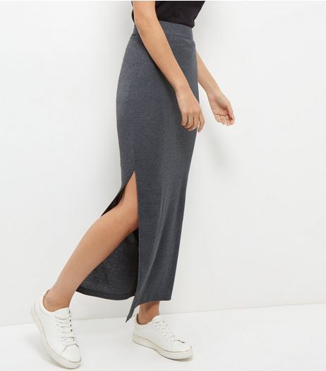 JDY Grey Split Side Maxi Skirt | New Look