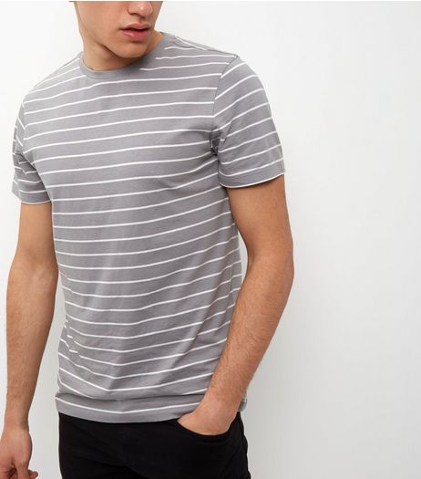 Grey Stripe T-Shirt | New Look