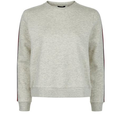 Teens Grey Tape Trim Sweater | New Look