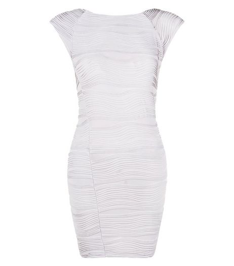 AX Paris Silver Textured Bodycon Dress | New Look