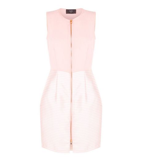 AX Paris Pink Stripe Print Zip Front Dress | New Look