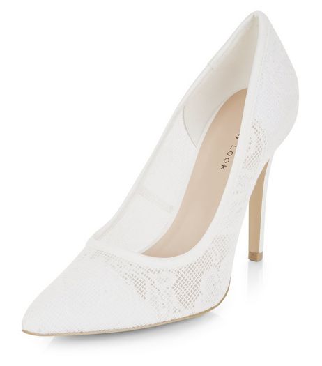 Cream Lace Pointed Heels | New Look