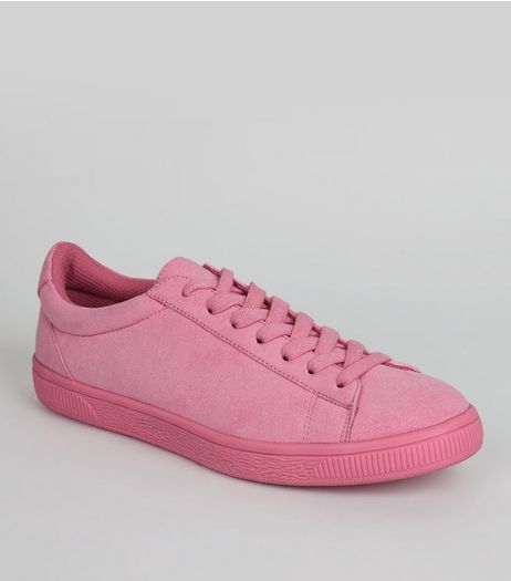 Bright Pink Suedette Trainers | New Look