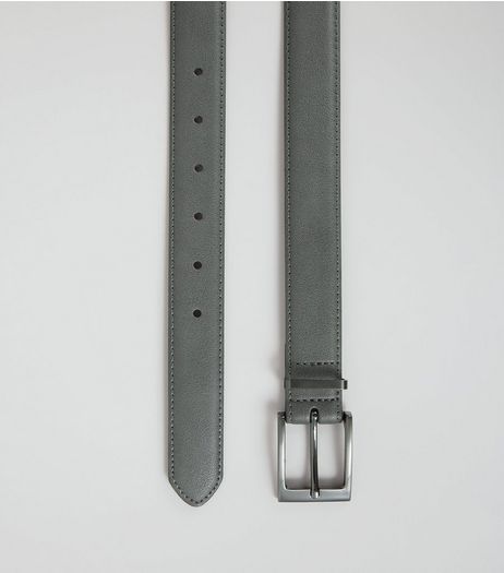 Grey Leather Look Belt | New Look