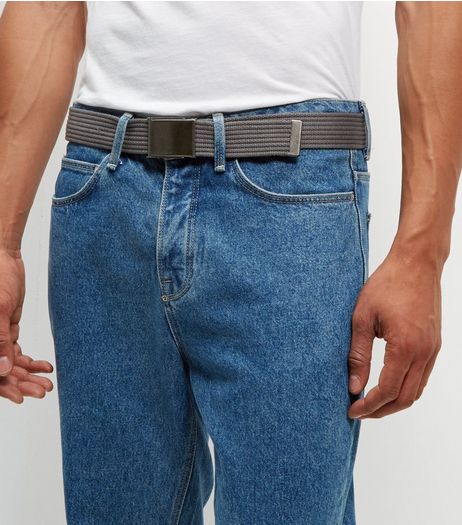Grey Webbing Textured Belt | New Look