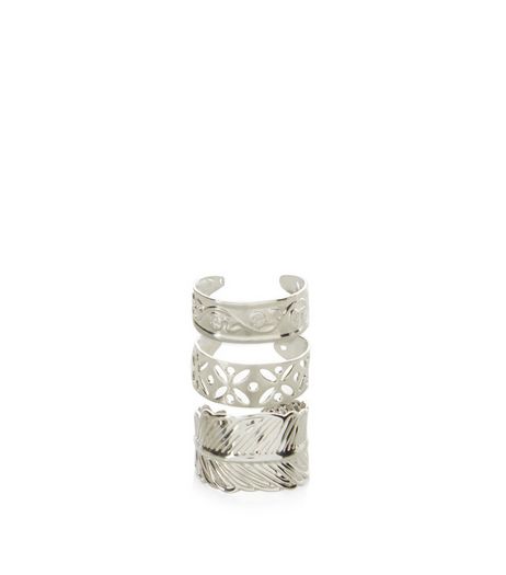 3 Pack Silver Cut Out Toe Rings | New Look