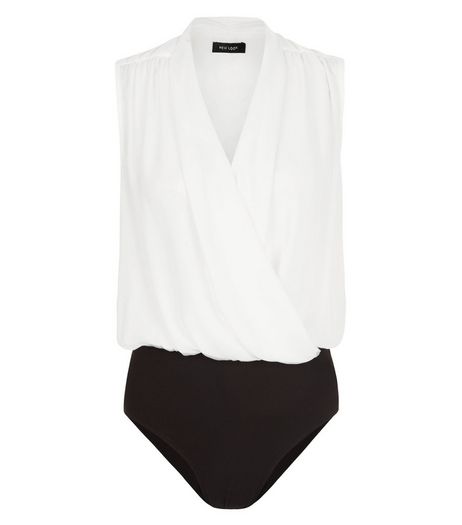 Cream Wrap Front Sleeveless Bodysuit | New Look