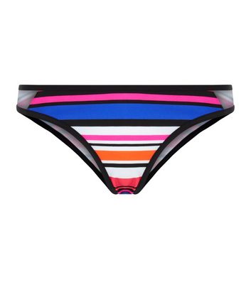 Red Stripe Strappy Side Bikini Bottoms | New Look