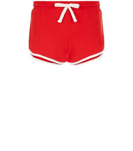 Red Contrast Trim Runner Shorts | New Look