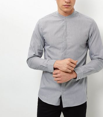 Comprar Jack and Jones Pale Grey Grandad Collar Shirt al mejor precio