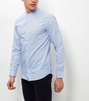 Comprar Jack and Jones Blue Grandad Collar Shirt al mejor precio