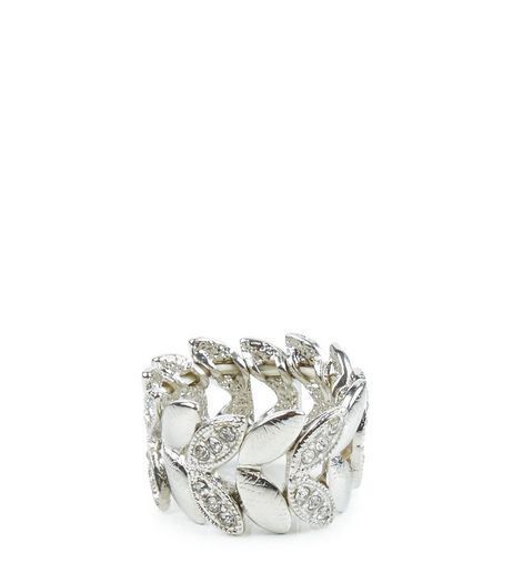 Silver Leaf Stretch Ring | New Look