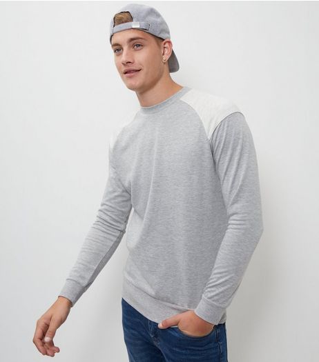 Grey Colour Block Sweater | New Look