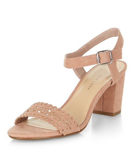 Teens Cream Laser Cut Out Block Heels | New Look