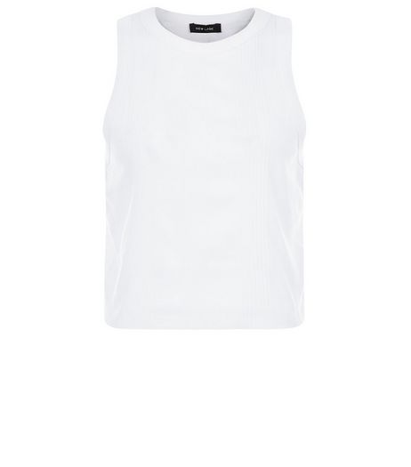 White Ribbed Sleeveless Top | New Look