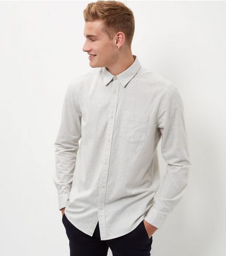 White Single Pocket Long Sleeve Shirt | New Look