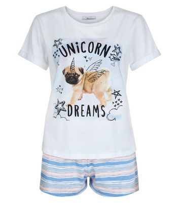 Comprar Teens Blue Pug Unicorn Dreams Print Pyjama Set al mejor precio
