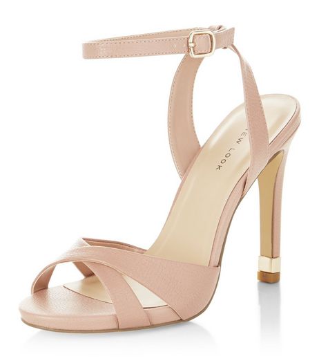 Nude Cross Strap Metal Trim Heeled Sandals | New Look