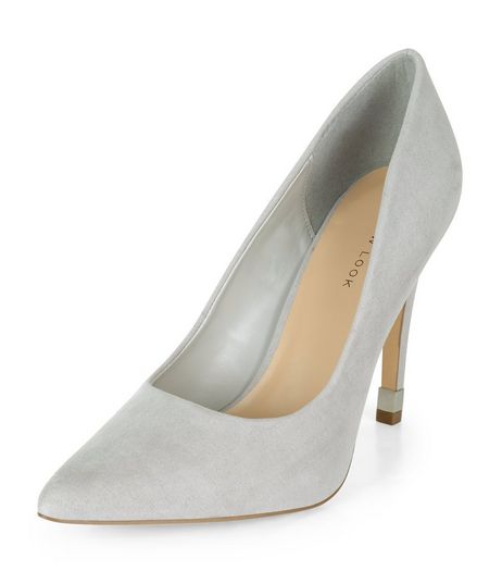 Grey Suedette Metal Trim Pointed Heels | New Look