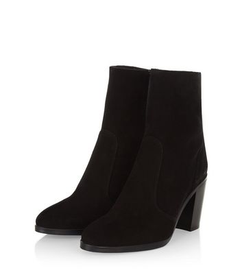 black block heel boots suede