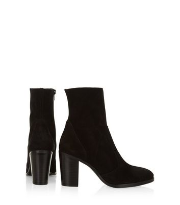 black block heel boots suede