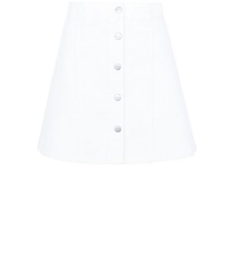 Anita and Green White Button Front A-Line Denim Skirt | New Look
