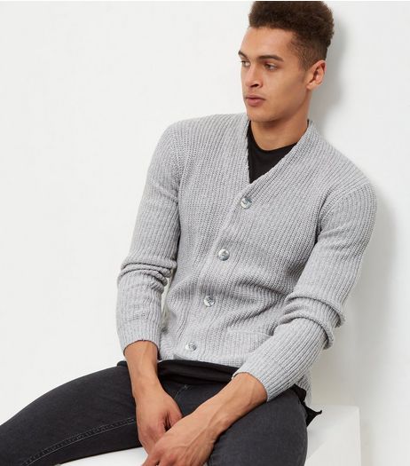 Light Grey Knitted Double Pocket Cardigan | New Look